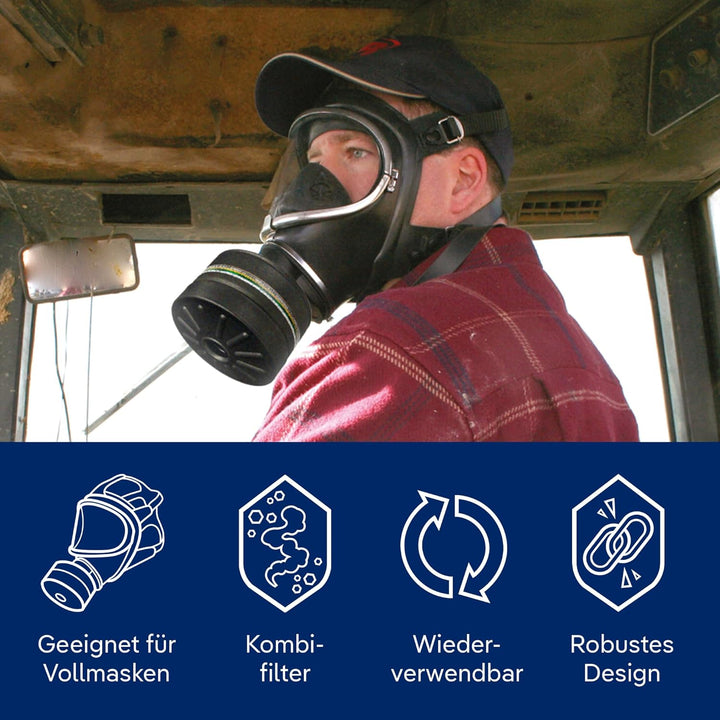 Dräger Rd40 Zivilschutz-Filter der Schutzklasse A2B2E2K2-P3 R D/NBC (Schwarz) für Gase, Dämpfe, Part