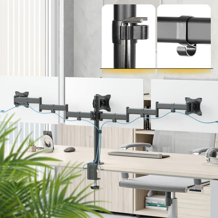 RICOO Monitorhalterung 3 Monitore Monitorarm für 13-27 Zoll Monitor Halterung Tisch Arme für Compute