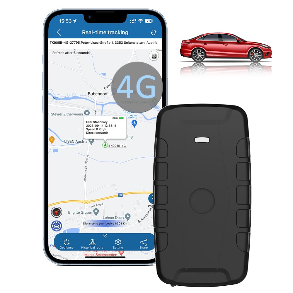 TKMARS TK918 Auto GPS-Tracker, 20000mAh. Langlebiger Akku, Starkes magnetisches Echtzeit-GPS-Trackin