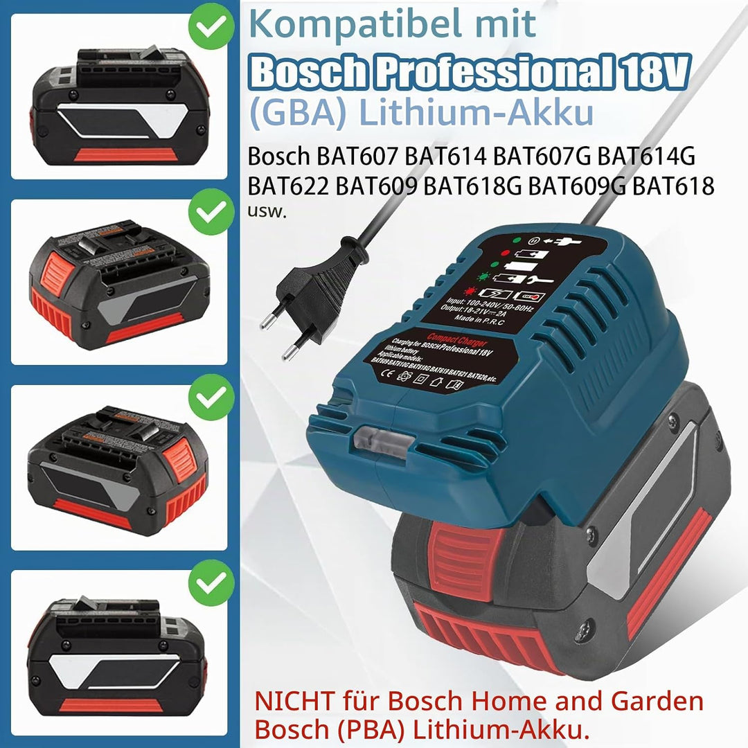 Akku Ladegerät Ersatz für Bosch Professional 18V System Akku GBA Ladegerät GAL kompatibel mit für Bo