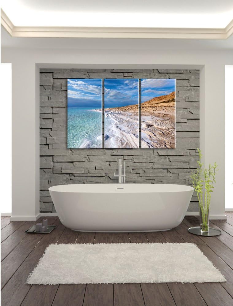 Pixxprint Das Tote Meer bei Tag 3-Teiler Leinwandbild 120x80 Bild auf Leinwand