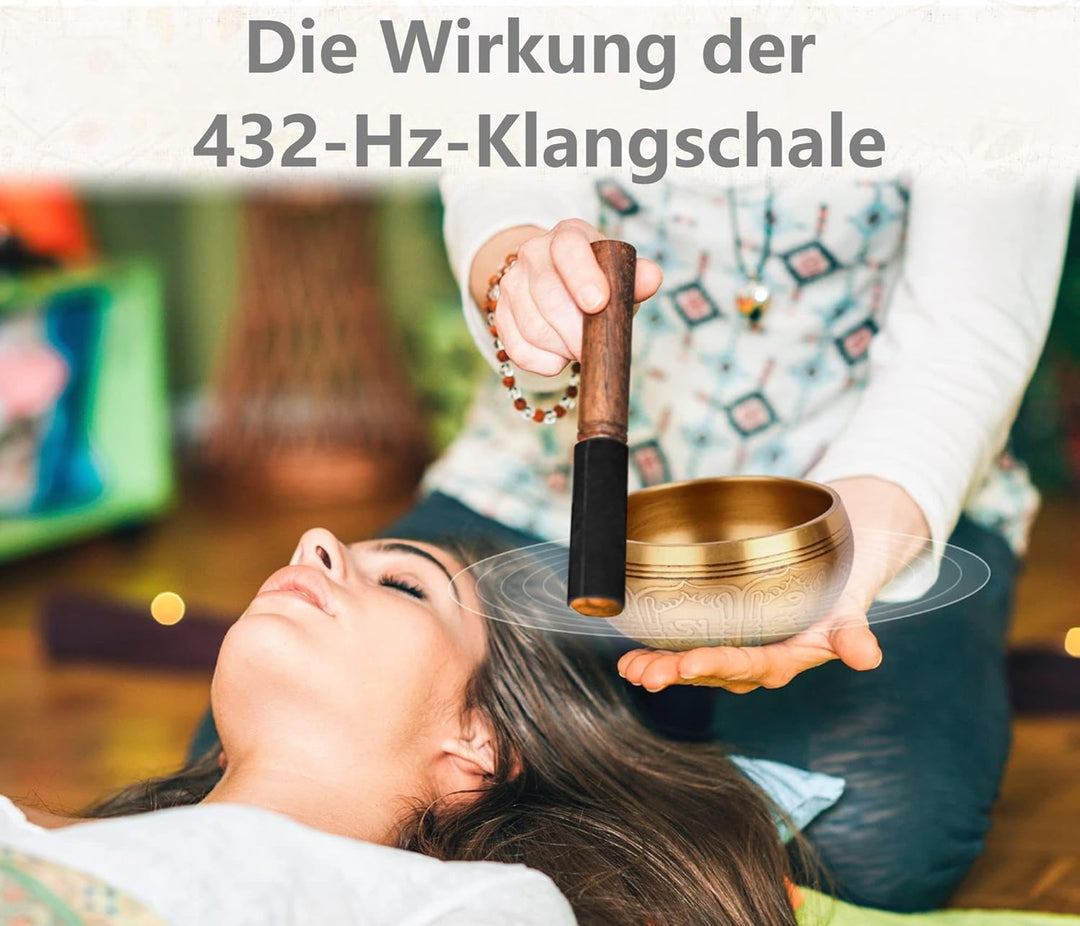 Tibetisches Klangschalen-Set – 100% handgehämmert in Nepal Klangschale für Meditation, Yoga, Chakra,