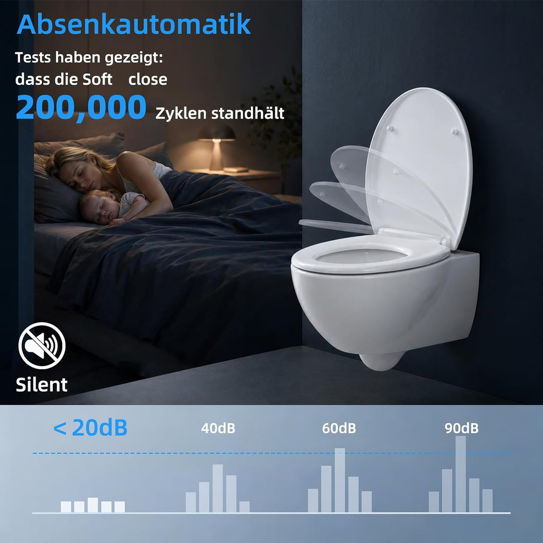 WC Sitz Mit Absenkautomatik [Verbesserte Version],Toilettendeckel 0-Form Hochwertige Und Stabile Ant