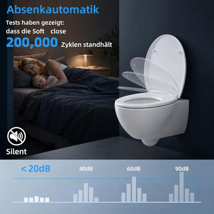 WC Sitz Mit Absenkautomatik [Verbesserte Version],Toilettendeckel 0-Form Hochwertige Und Stabile Ant