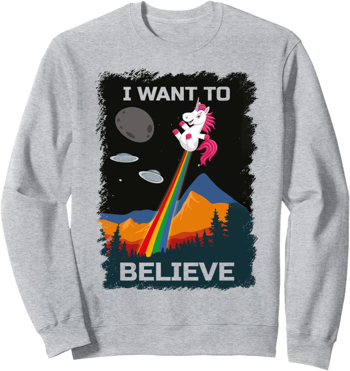 fliegendes Einhorn "I want to believe" UAP Outfit Alien Ufo Sweatshirt