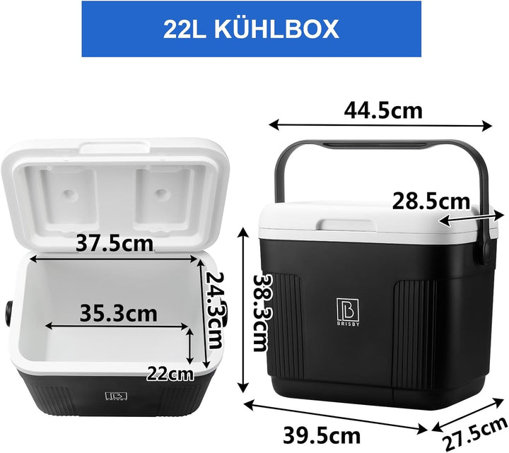Brisby Kühlbox - 4, 18 Stunden warm, 40 Stunden kühl, Kühltasche für Arbeit, Camping, Grillen oder U
