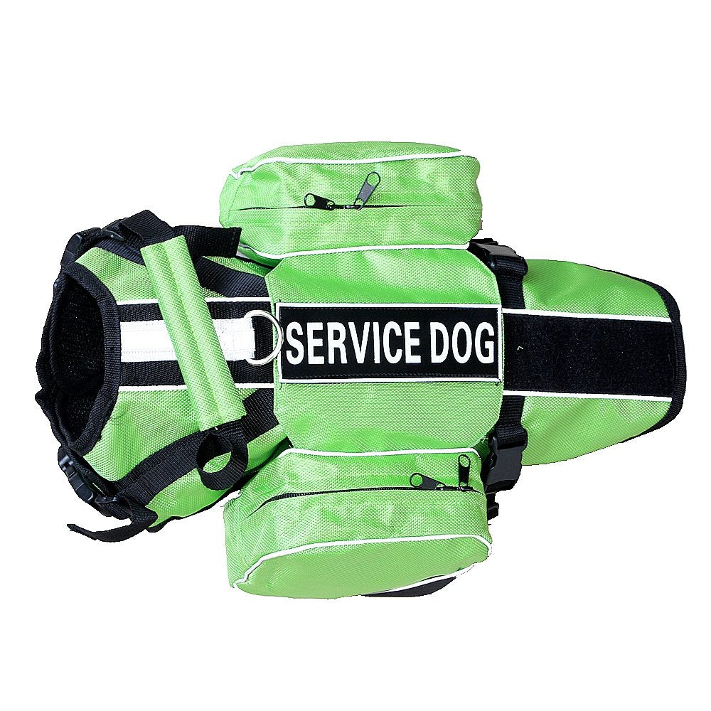 haoyueer Hunde-Rucksack für Service-Hunde, abnehmbare Satteltaschen mit Label-Patches (grün, L) L Gr