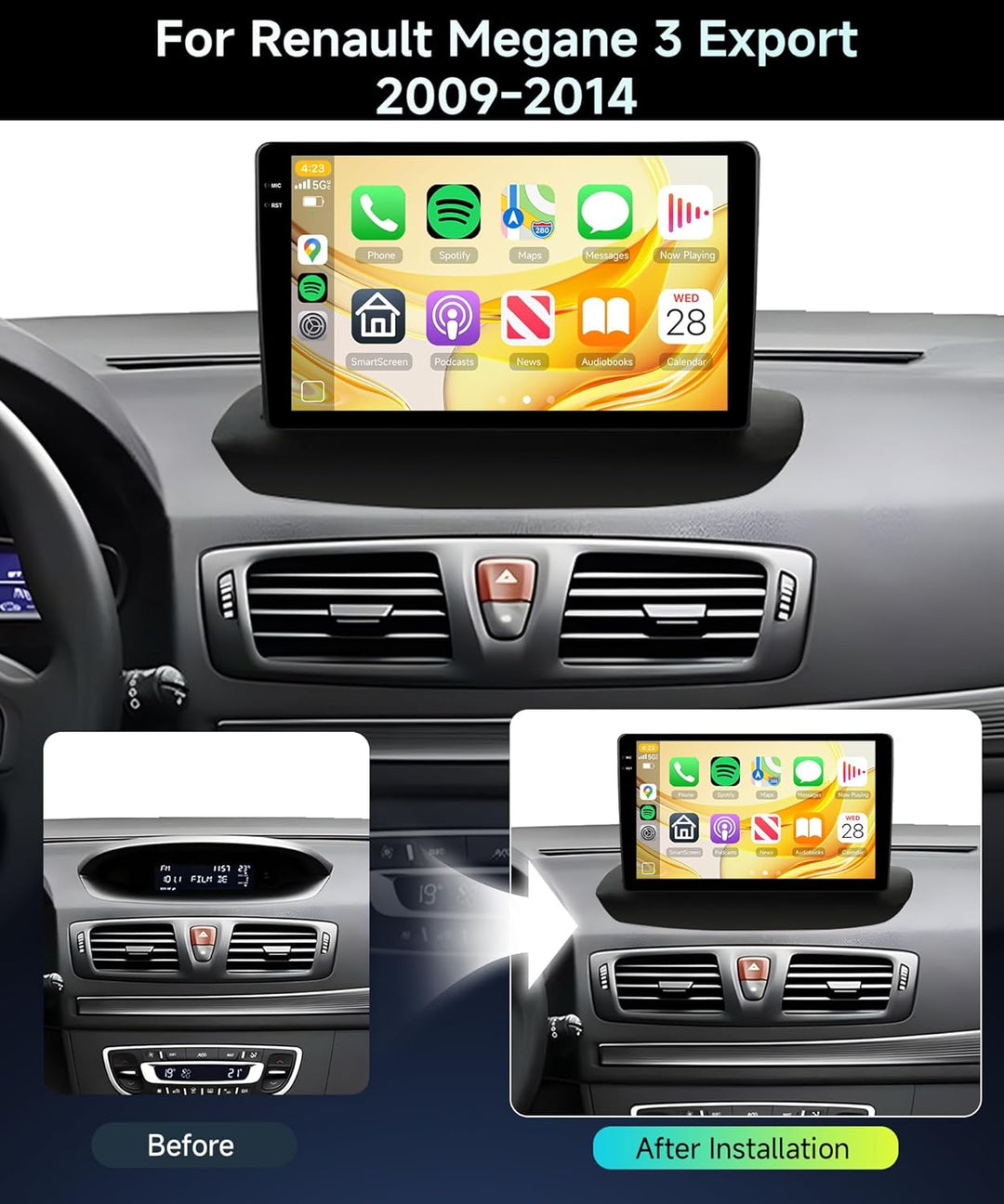 4G+64G Rimoody Android Autoradio für Renault Megane 3 Export 2009-2014 9 Zoll Wireless Carplay Autor