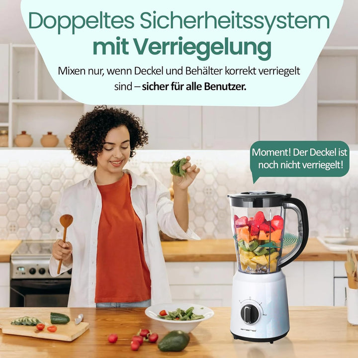 Emerio Standmixer BL-124816, BPA frei, Crush Ice Funktion, 1.5l Behälter, 2 Geschwindigkeiten + Puls
