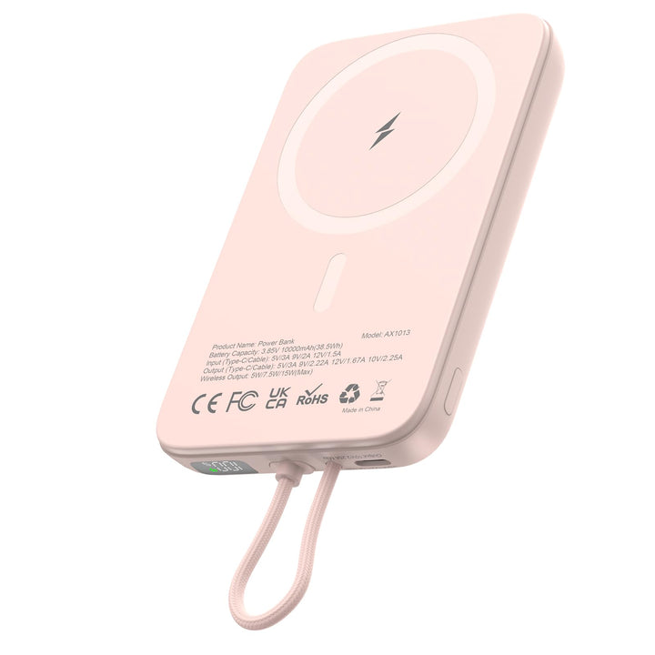 AsperX PD 22.5W 10000mAh Magnetische Powerbank für MagSafe | Mit USB-C Kabel,LED-Display,Portable Sl