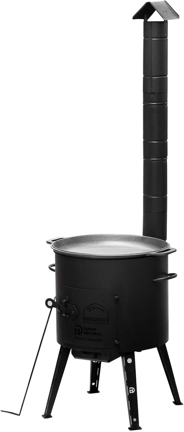 Ø40 Uchag 2mm stahl Utschak mit Abzugsrohr Utschag Campingofen 15L Gusseisen Kazan mit Gusseisen Dec