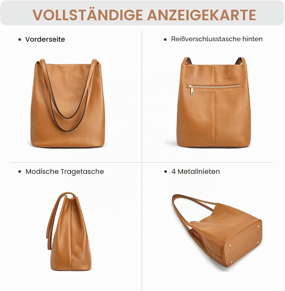 Kattee Damen weiche Echtleder Totes Umhängetasche Geldbörsen und Handtaschen mit oberem Magnetversch