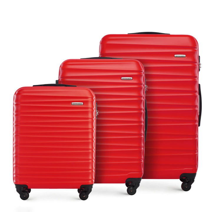 WITTCHEN Reisekoffer 3er Koffer-Set Rollkoffer Trolley Handgepäck Hartschale aus ABS mit 4 Spinner-R