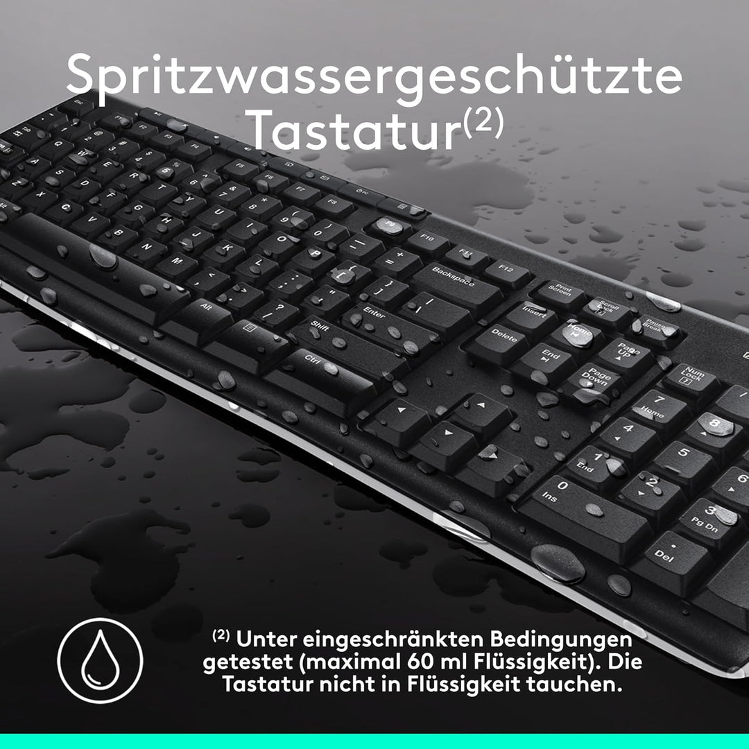 Logitech MK270 Kabelloses Set mit Tastatur und Maus für Windows, 2,4 GHz kabellos, Kompakte Maus, 8