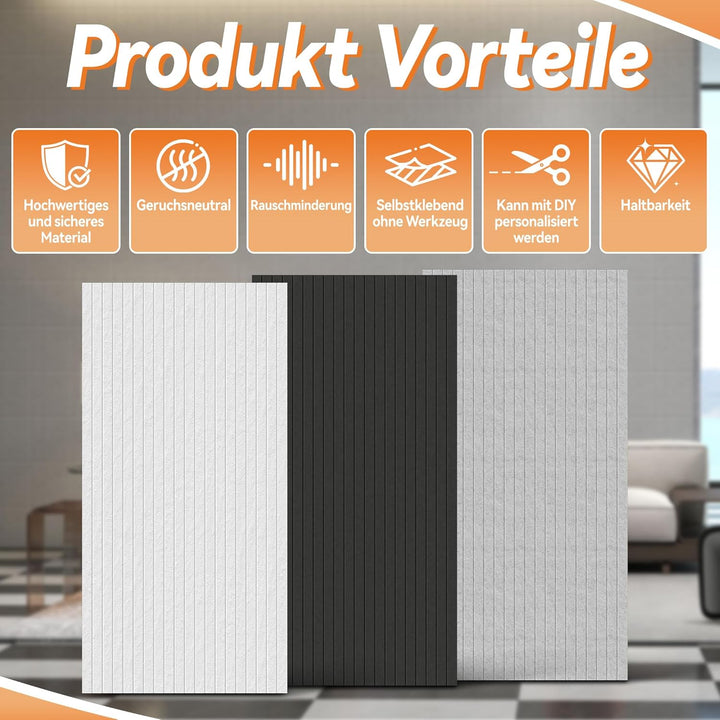 LZQ Akustikpaneel Akustikplatten Selbstklebend 120x60cm Wandpaneel Schalldämmung Akustik Wandverklei