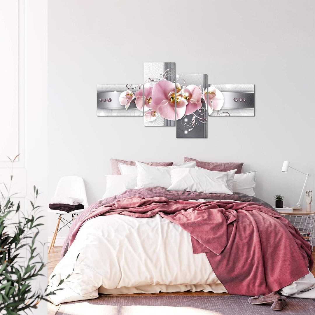 Runa Art Bild XXL 4 Teilig Blumen Orchidee 200 x 100 cm Kunstdruck auf Vlies Leinwand Wanddeko Wohnz
