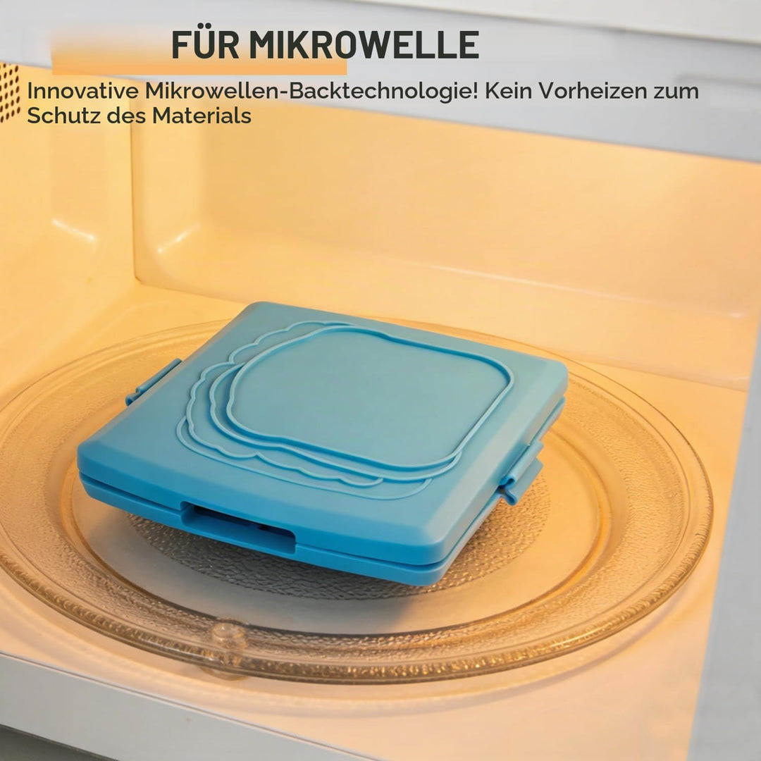 Sandwichmaker Mikrowellen, Silikon Sandwichtoaster 16 x 16 cm, Kontaktgrill Abnehmbare Platten und S