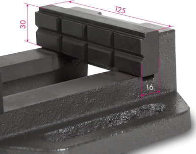 EBERTH Maschinenschraubstock aus Grauguss und Stahl, Backenbreite 125mm, Max. Spannbreite 100mm, Mas