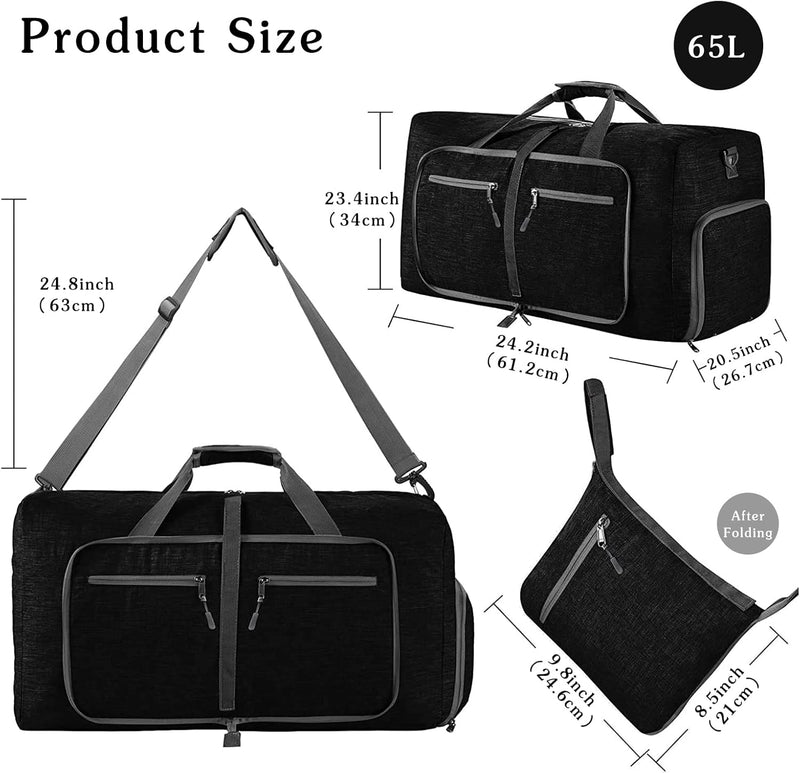 CORIOS Reisetaschen Duffle Bag für Herren/Damen 65L Faltbare Sporttasche Fitnesstasche Schwimmtasche