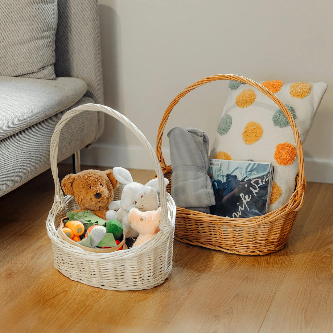 Creative Home Weisse Oval Einkaufskorb Weidenkorb Schrägem mit Henkel | 37 x 30 x 37 cm (+/- 1cm) |