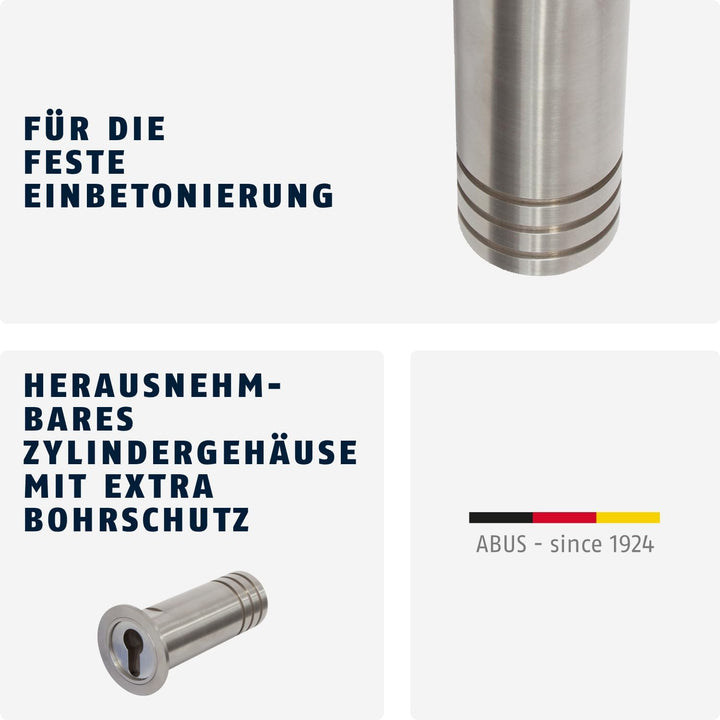 ABUS KeyGarage 728 - Schlüsseltresor für in der Wand - rostfreies Edelstahlrohr zur Aufbewahrung von