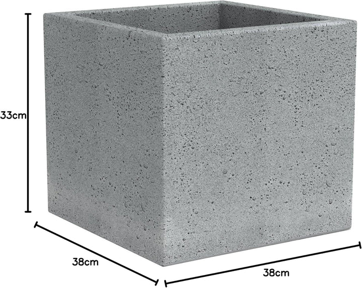 Scheurich C-Cube, Pflanzgefäss aus Kunststoff, Stony Grey, 40 cm lang, 40 cm breit, 33 cm hoch, 44 l