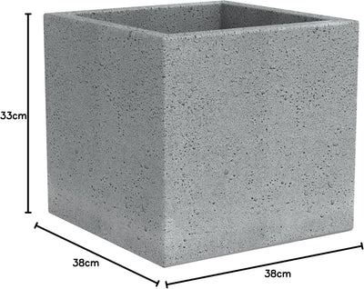 Scheurich C-Cube, Pflanzgefäss aus Kunststoff, Stony Grey, 40 cm lang, 40 cm breit, 33 cm hoch, 44 l
