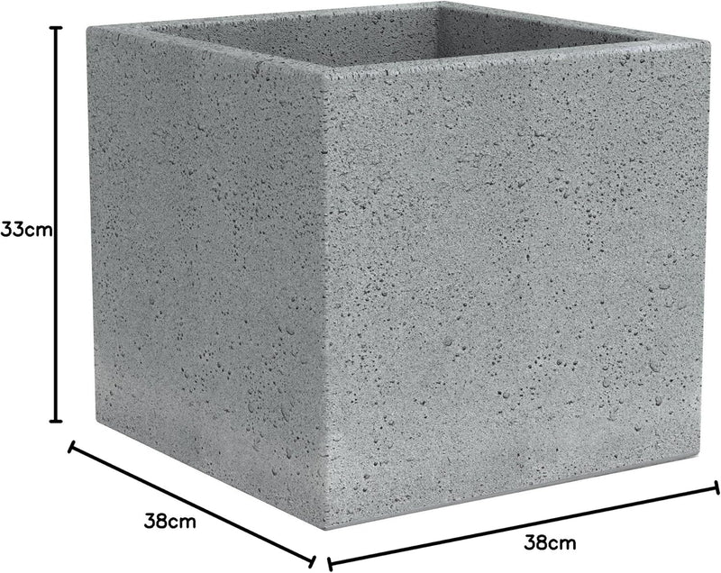 Scheurich C-Cube, Pflanzgefäss aus Kunststoff, Stony Grey, 40 cm lang, 40 cm breit, 33 cm hoch, 44 l