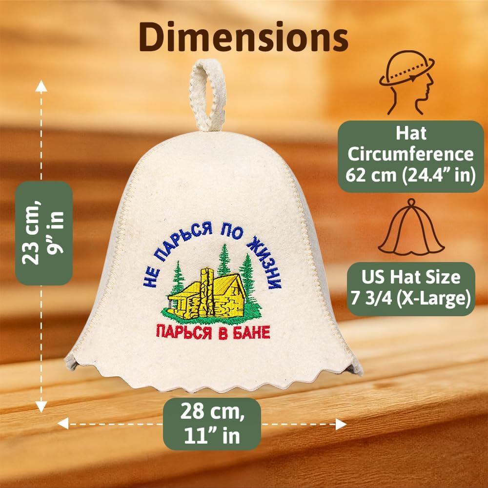 ASKOLD Ukrainische Wolle Saunahut Machen Sie sich keine Sorgen im Leben für Sauna Banya Badehaus,Sau