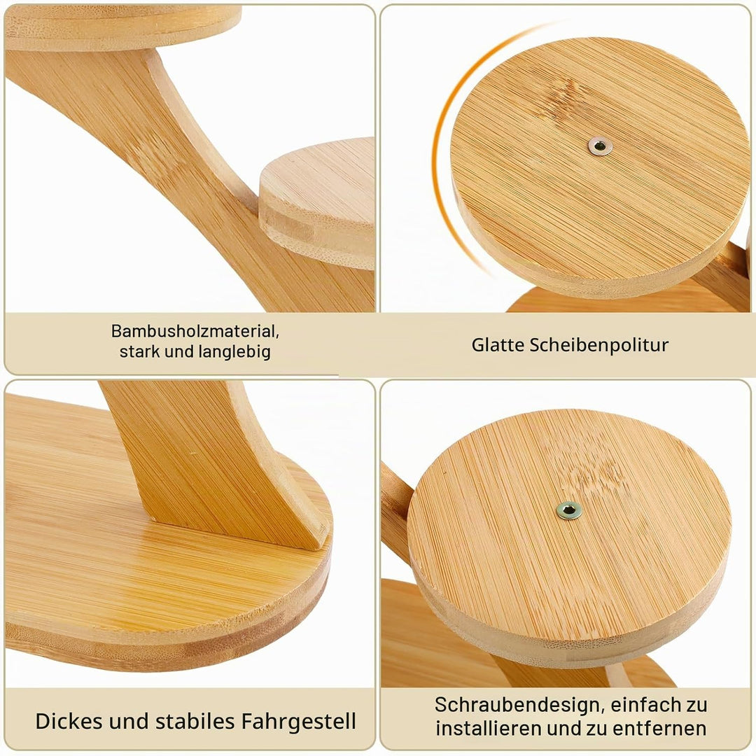 Kleiner Pflanzenständer aus Holz, Pflanzenregal für die Fensterbank, Runder Pflanzenständers für den