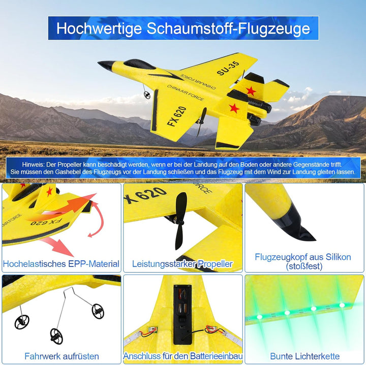 2.4GHz RC Flugzeug 2CH Ferngesteuerter SU35 Kämpfer RC Flugzeug RTF für Anfänger, Kinder und Erwachs