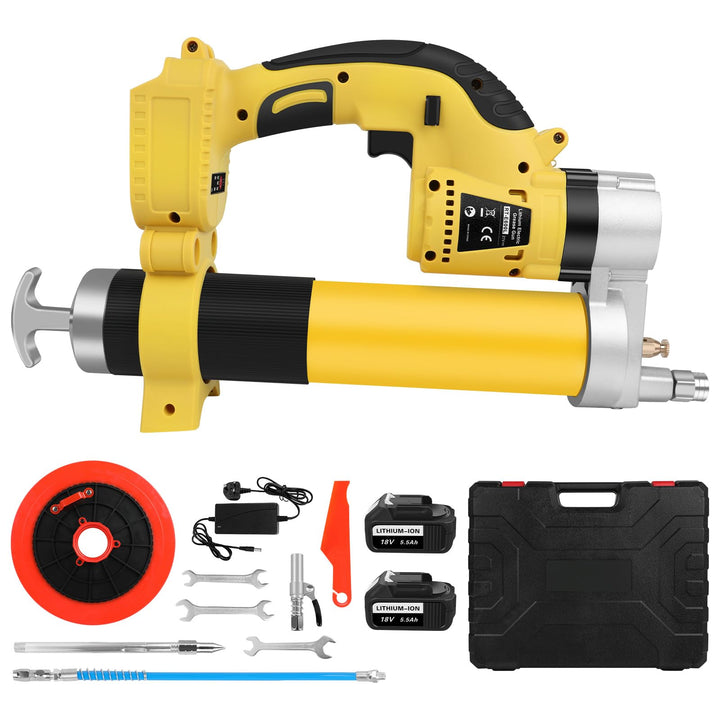 ASUNCELL Akku-Fettpresse 18V, Elektrische Fettpresse Kit mit 2 Batterien und Ladegerät, 8000 PSI Bür