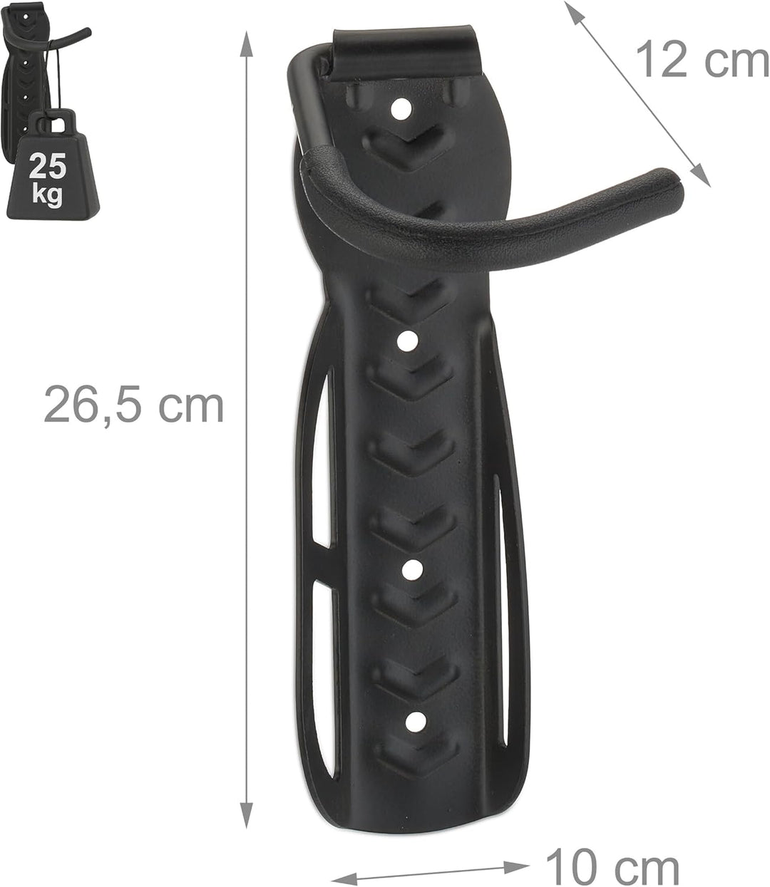 Relaxdays 6 x Fahrrad Wandhalter, Garage o. Keller, Radhaken, Zum Aufhängen an der Wand, Traglast ma