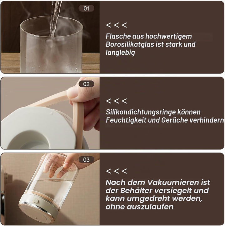 Kaffeedose luftdicht, 2 Stück kaffeedosen 1100ml 1700ml, Transparent Vakuum Kaffeebohnen Behälter Gl