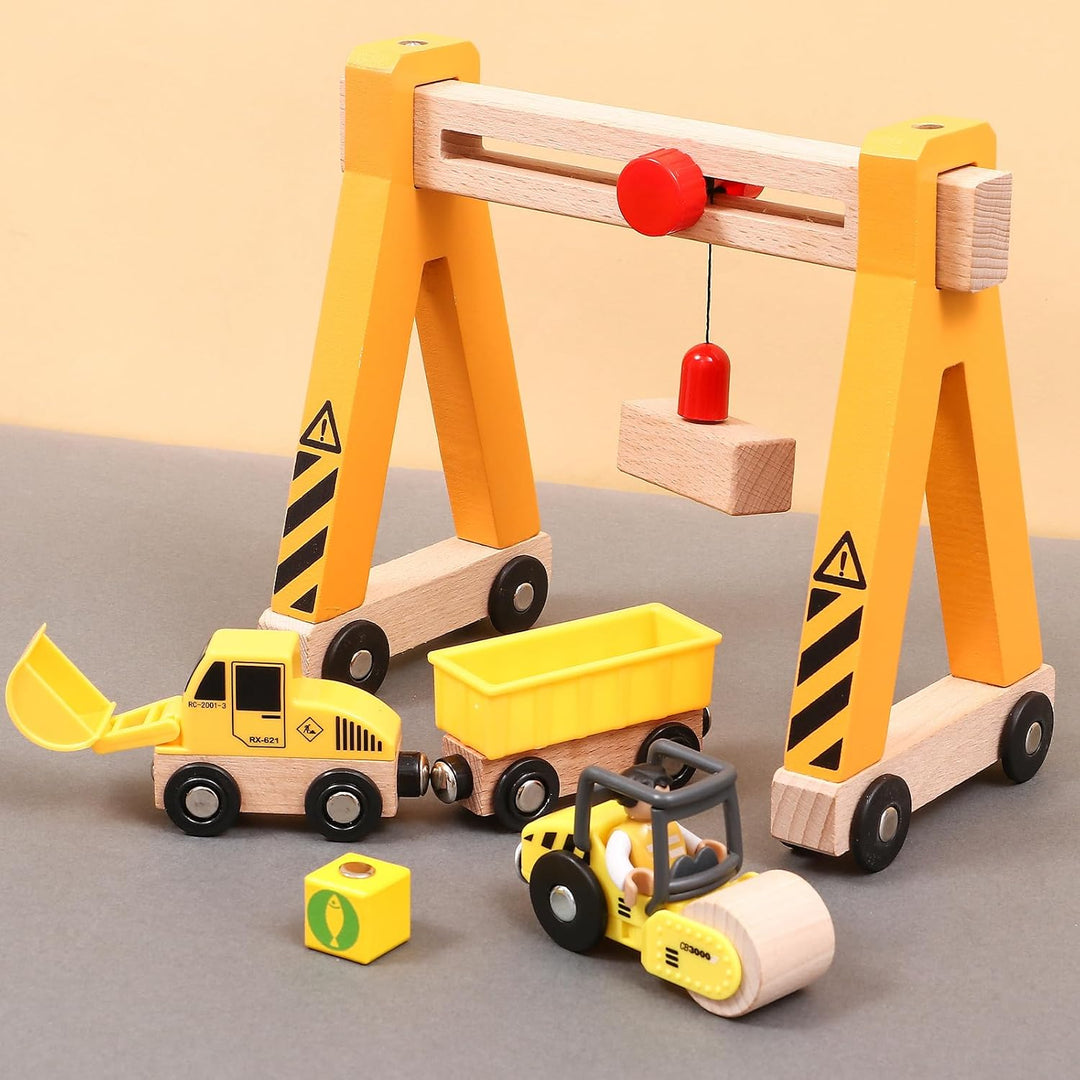 Baufahrzeuge Baustelle Kinder Geschenke Jungen 2 3 4 5 Jahre Holz Magnetisch Fahrzeug Spielzeug mit