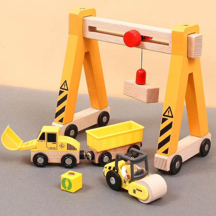 Baufahrzeuge Baustelle Kinder Geschenke Jungen 2 3 4 5 Jahre Holz Magnetisch Fahrzeug Spielzeug mit