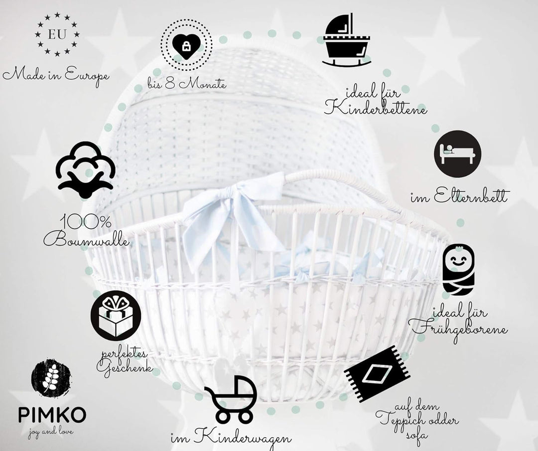 PIMKO Babynest mit rüschen Babynestchen für Baby Kuschelnest Babykokon für Säuglinge und Neugeborene