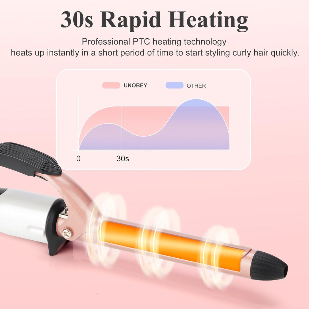 19mm Lockenstab kleine Locken mit Klemme für enge & Wellen, Schnelles Aufheizen 120-230°C Dualspannu