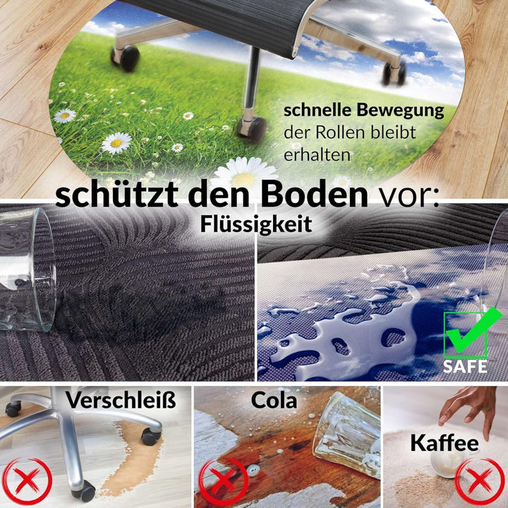 ANRO Bodenschutzmatte Bürostuhl grosse Unterlage Schreibtischstuhl Stuhlmatte Fussbodenschutz rutsch