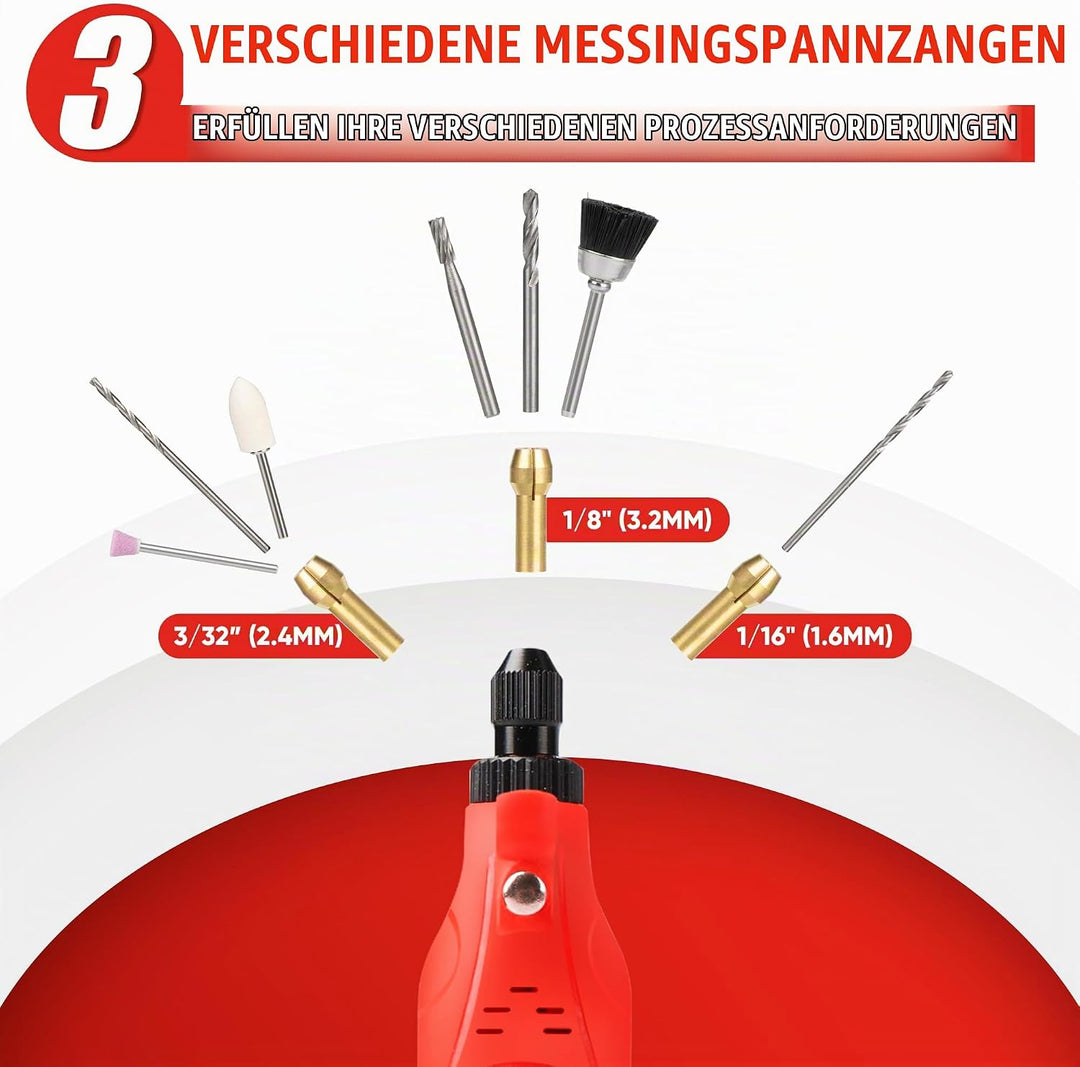 Mini Akku Rotationswerkzeug mit 446 Zubehör, 4V Multifunktionswerkzeug, 5-Gang-Speicherfunktion, mit