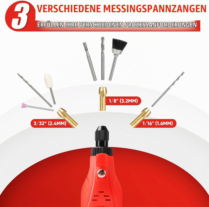 Mini Akku Rotationswerkzeug mit 446 Zubehör, 4V Multifunktionswerkzeug, 5-Gang-Speicherfunktion, mit