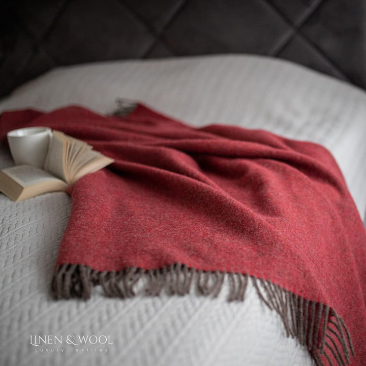 Linen &amp; Cotton Weiche Warme Decke Wolldecke Wohndecke Kuscheldecke Columbus - 100% Reine Neuseeland