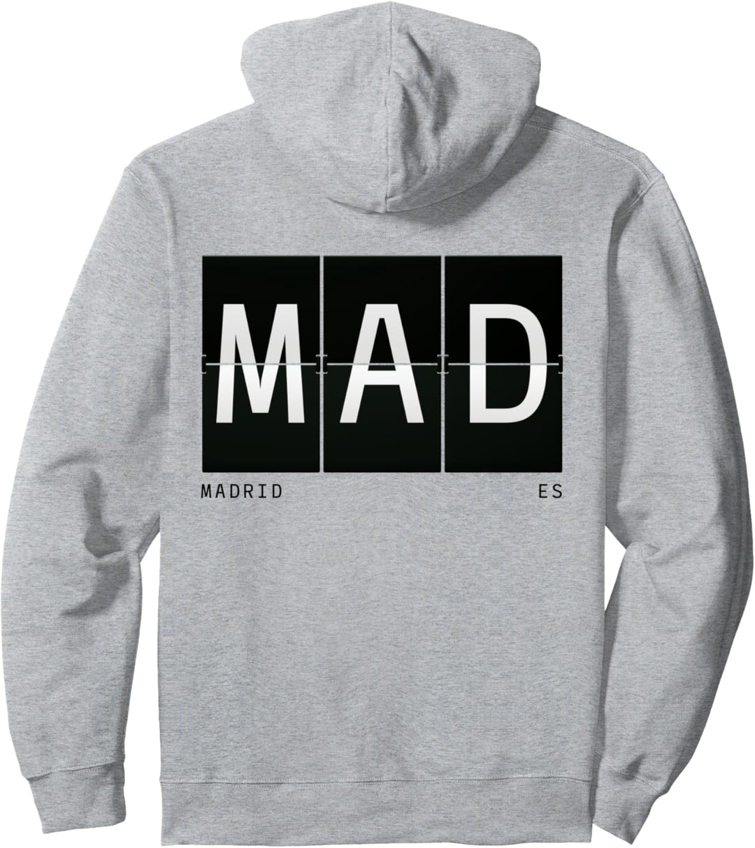 MAD Madrid Spanien ES Retro Weltreise Flughafen Code Pullover Hoodie