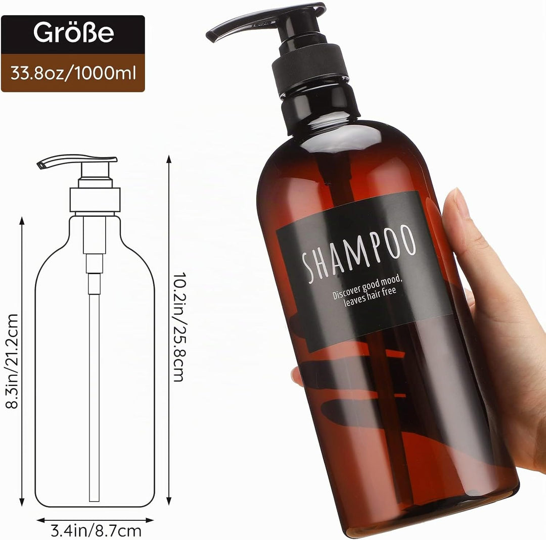 Segbeauty Lotion Dispenser, 3 Stück 1000 ml Seifenspender Set mit Etiketten, Shampoo Spülmittelspend