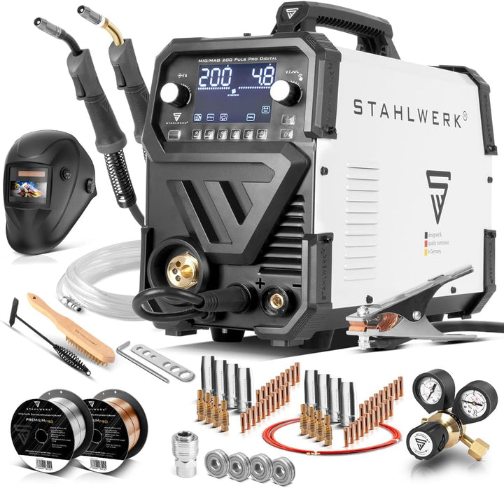 STAHLWERK MIG MAG 200 Spot Puls Pro Digital Vollausstattung Schutzgas-Schweissgerät | IGBT Inverter