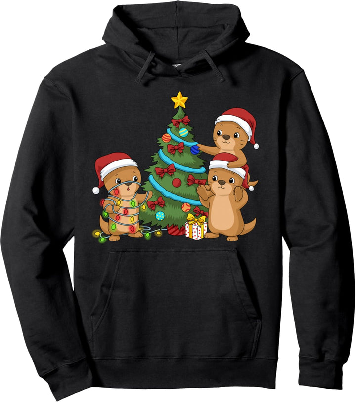 Weihnachtsotter Geschenk Weihnachtsbaum Seeotter Otter Pullover Hoodie
