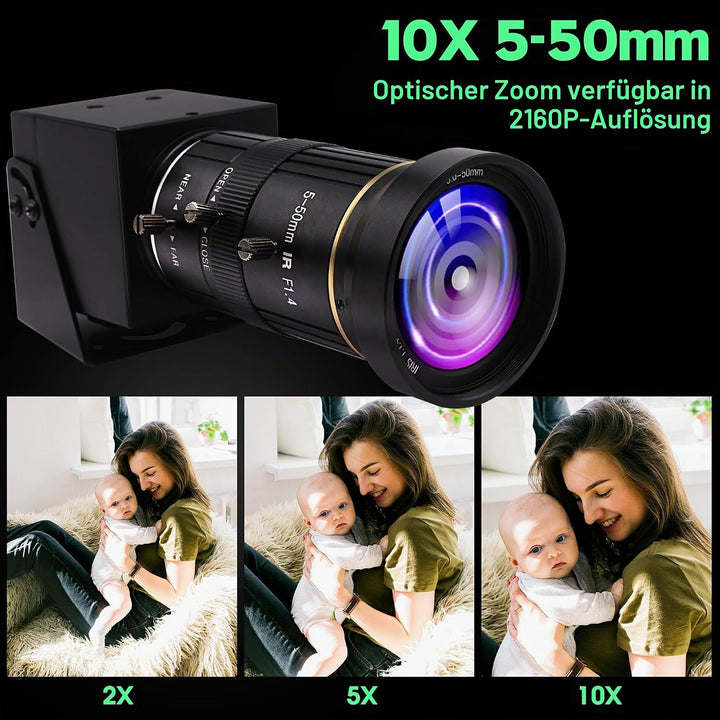 ELP 4K HDMI USB Kamera mit 10X 5-50mm optischem Zoom USB Videokonferenzkamera,Ultra HD 2160P Kamera