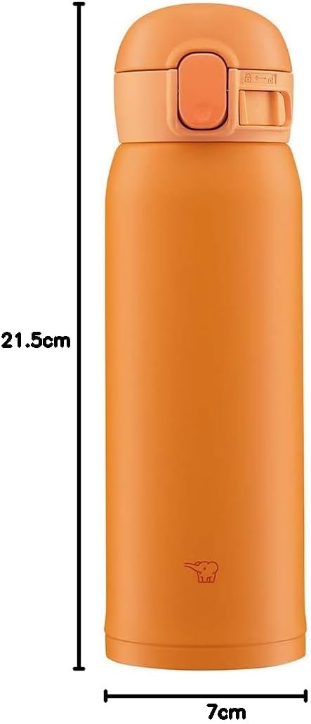 Zojirushi SM-WA48-DA Wasserflasche, One-Touch Edelstahlbecher, nahtlos, 0,48 l, Orange Orange/Abendr