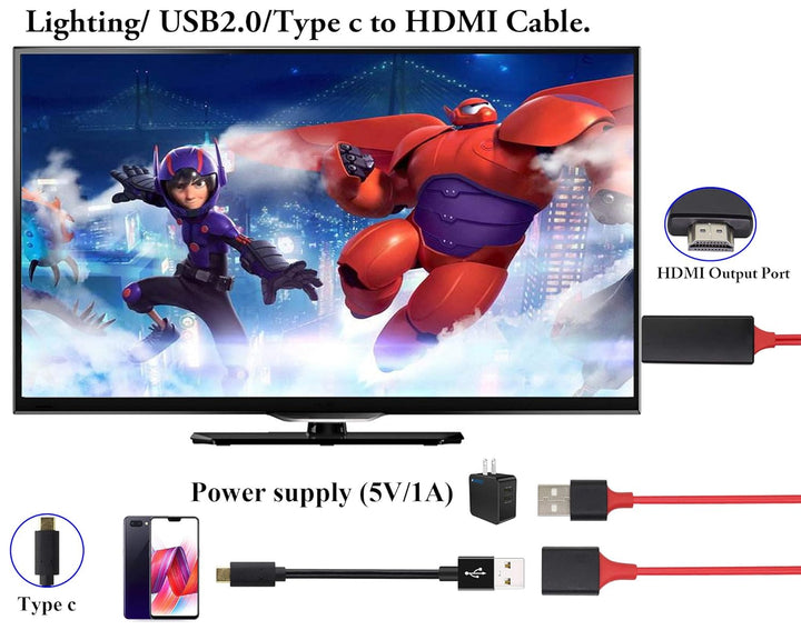 1080P/60Hz 2,4G HD HDMI-Männlich auf 2 USB-Weiblich/Männlich Kabel,Telefon und Tablet-Computer HDMI-