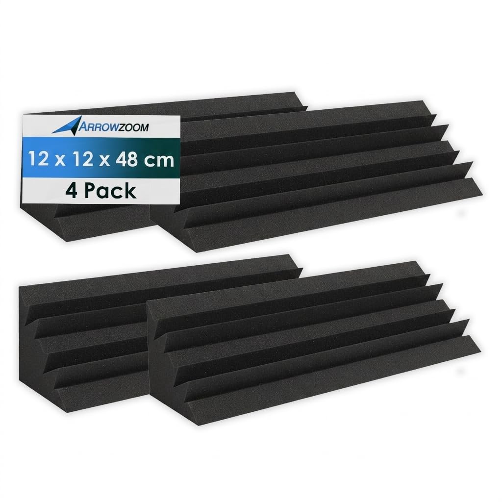 Arrowzoom 4 Akustikschaumstoff Fliesen Lang Bassfallen Bass Traps 12x12x48cm Dämmung Wanddeko Noppen